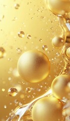 Glowing golden spheres illuminated against a radiant golden background