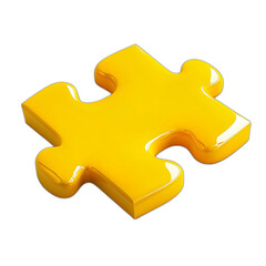 Obraz premium 3D Shiny Yellow Puzzle Piece Solution Success Teamwork