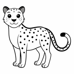 cheetah vector icon line art illustration on white background