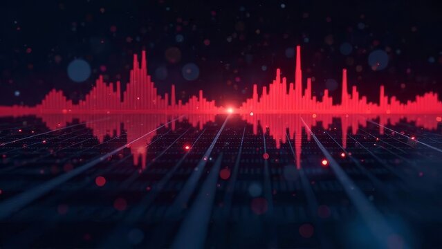 Graphs of sound waves used in audiology, hearing tests, images of sound waves, spectrograms, and acoustic visualizations on a dark background