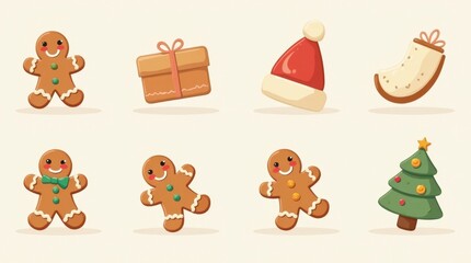Christmas Flat Vector Flashcards