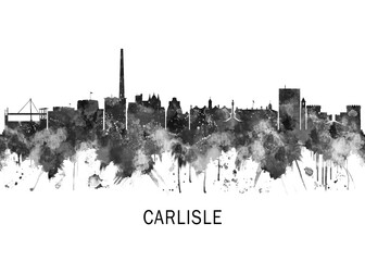 Obraz premium Carlisle England Skyline BW, travel art illustration urban modern downtown landmarks skyscrapers artwork abstract architecture digital office home decor