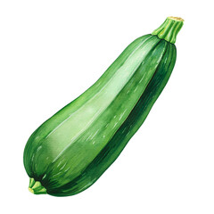 Fresh Green Zucchini Watercolor Illustration Summer Vegetable Cooking Ingredient