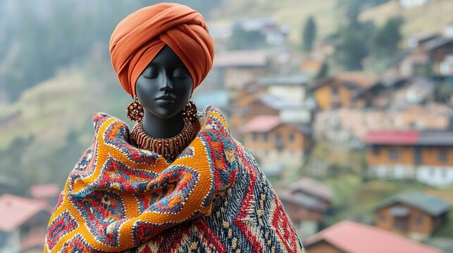 iconic himachali woolen chola on mannequin indian clothes