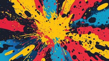Vibrant Abstract Art Background with Bold Colors and Splashes