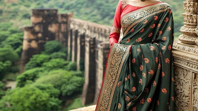 majestic marathi nauvari saree on mannequin indian clothes