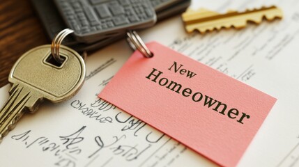 Keys and Tag for New Homeowner Legal Document