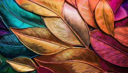 Metallic Leaves Abstract Art 