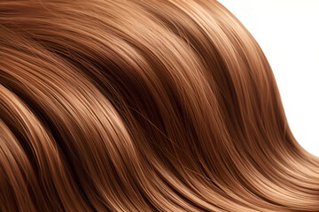 Fototapeta premium Close-up of smooth shiny brown hair strands with natural texture