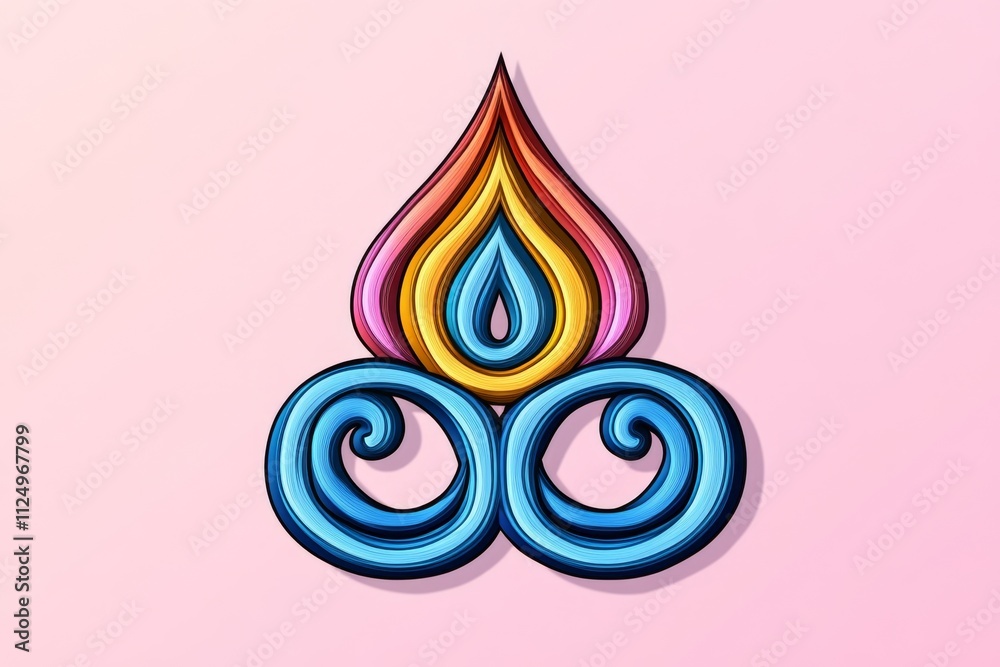Poster A clean vector of the Aum symbol with flowing lines, set against a gradient background of soft pastel colors