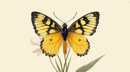 Fototapeta premium Majestic Yellow and Black Butterfly Illustration