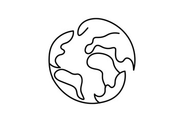 continuous online drawing of earth ecology single line art design 