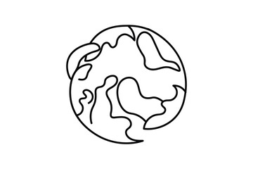 continuous online drawing of earth ecology single line art design 
