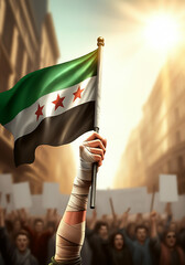 Syrian Flag and Freedom Revolution Concept