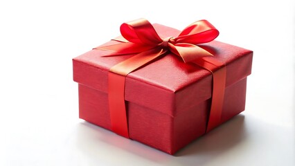 Fototapeta premium red gift box with ribbon isolated on white background