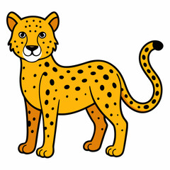 cheetah-illustration-coloring-page vector icon with white background