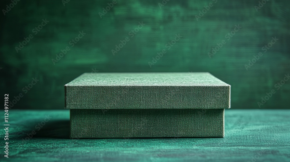 Poster a solid green tone craft paint brings elegance and vibrancy to a textured box resting on a matching 