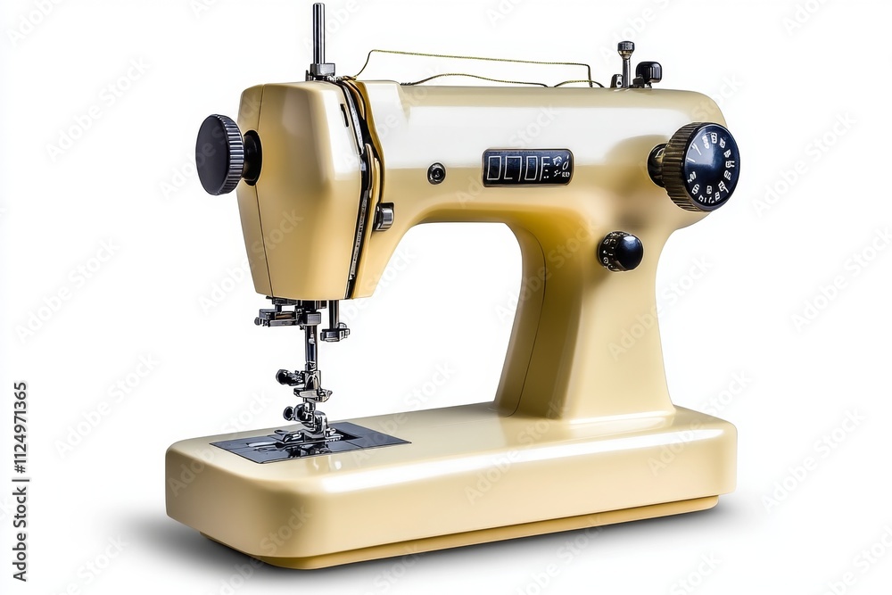Aufkleber a detailed view of a modern sewing machine, featuring adjustable settings and a sleek design, isolat
