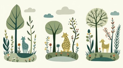 Folk Art Nature Illustrations