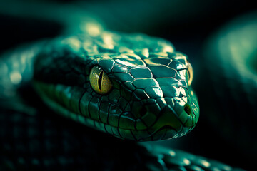 green snake close up