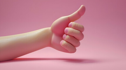 Pink 3D Cartoon Hand Thumbs Up Gesture