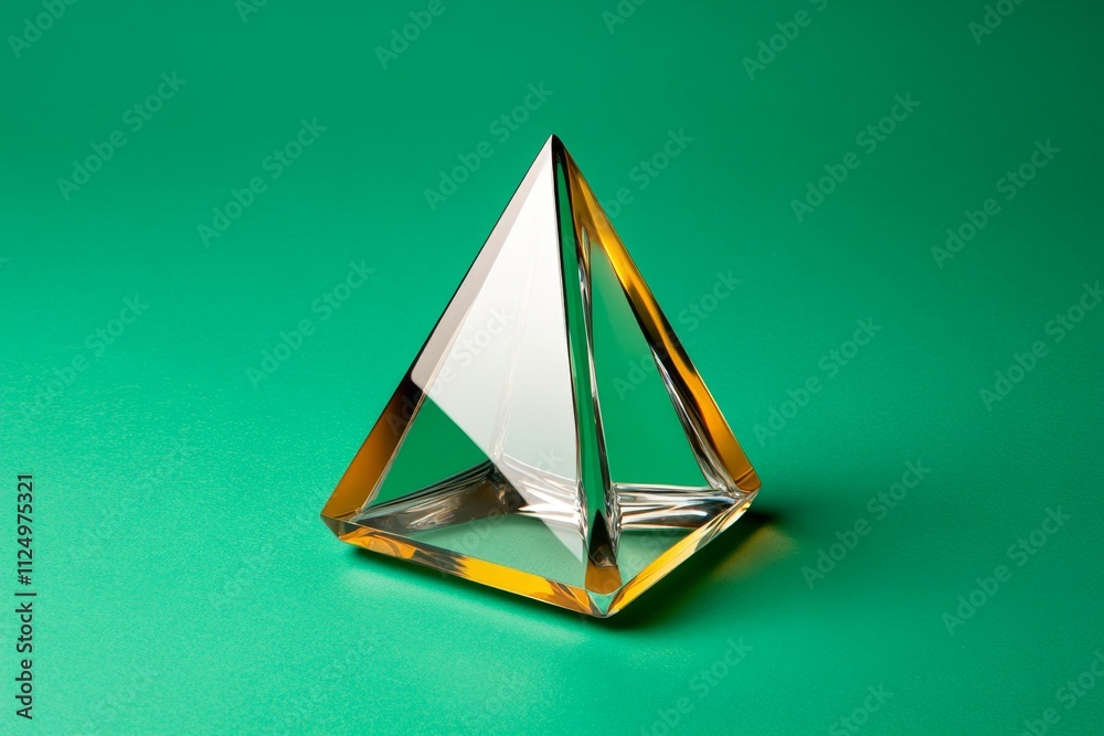 Poster a geometric representation of a diamond in a simple isometric view, with a focus on symmetry and cle