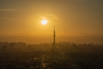 Fototapeta premium 東京都心と夕焼け/Tokyo and sunset