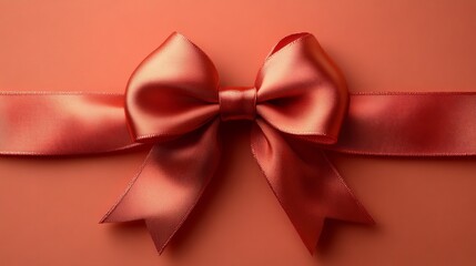 Vibrant red ribbon bow on a solid colored background