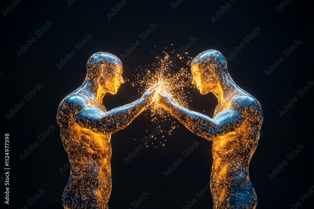 Poster A magical depiction of two glowing figures releasing a shared thread of light that dissolves into sparkling particles, symbolizing the end of a bond
