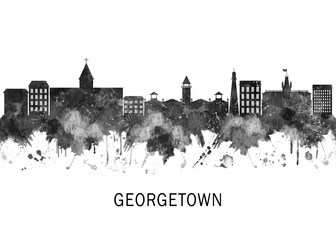Obraz premium Georgetown Guyana Skyline BW, print poster travel art illustration urban modern downtown landmarks skyscrapers artwork architecture digital design 
