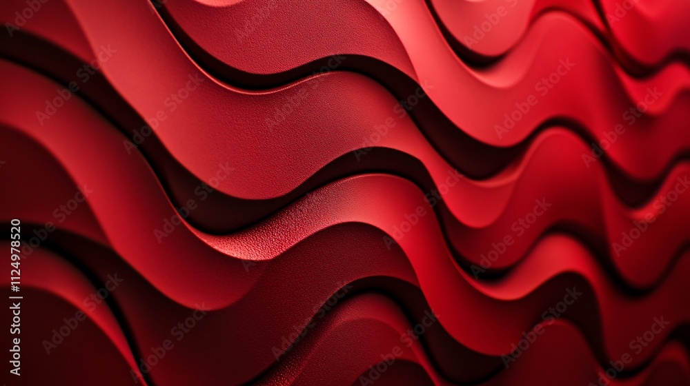 Poster Red wavy pattern creating an abstract and modern background