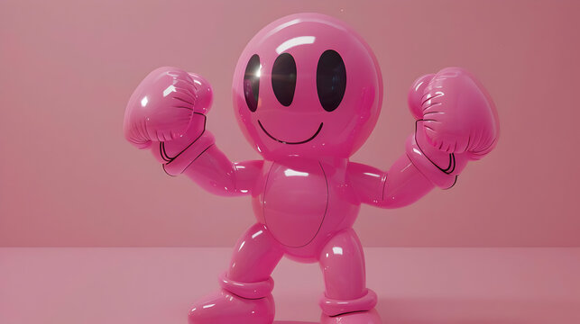 Pink Smiley Boxer 3D Render