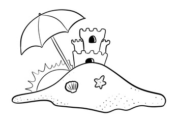 sand castle digital drawing illustration isolated