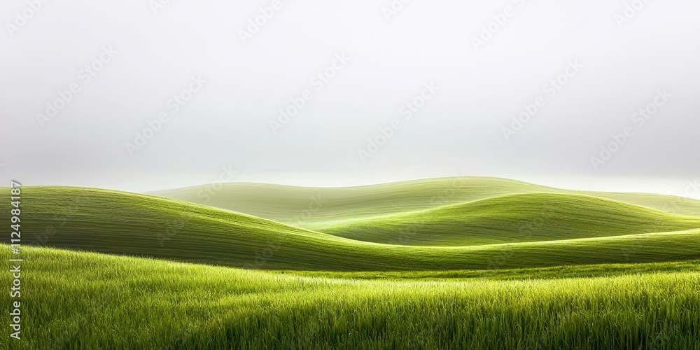 Poster Large field of grass with a few trees in the background