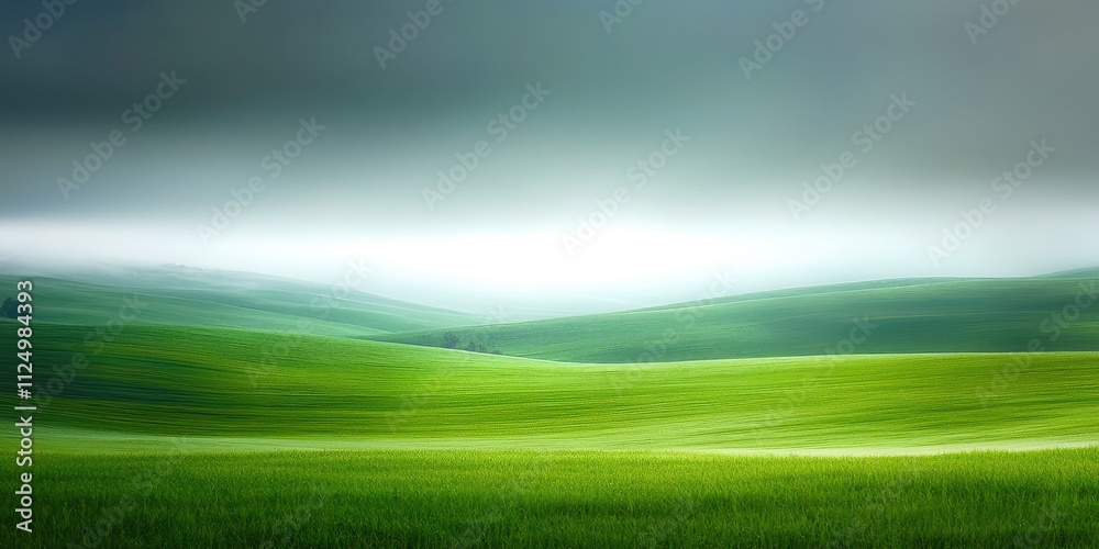 Aufkleber field of grass with a cloudy sky in the background