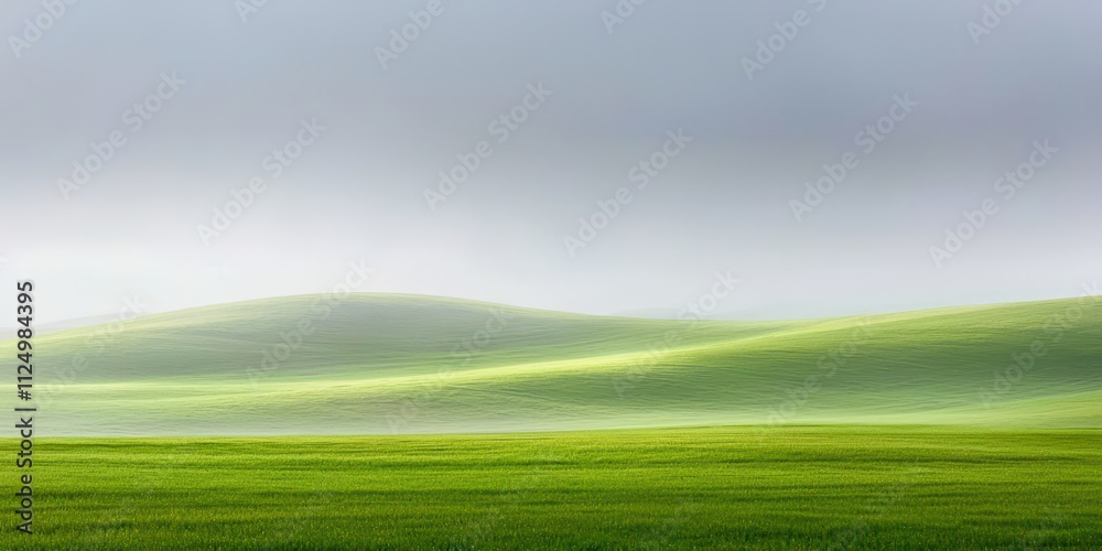Poster field of grass with a cloudy sky in the background