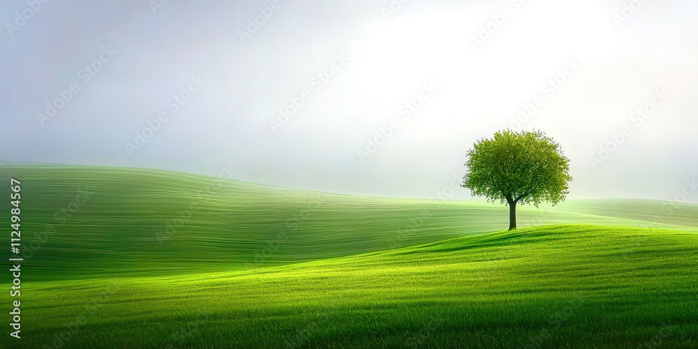 Poster tree is standing in a grassy field