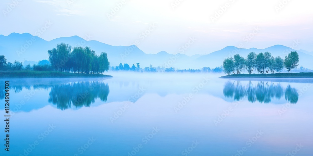 Poster lake with trees in the background