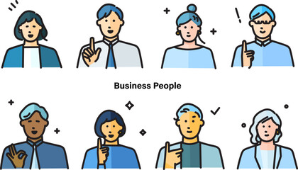 set of people-Business person - male and female avatar - upper body - stylish icon set Simple Vector Illustration