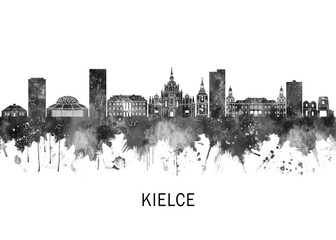 Kielce Poland Skyline Landscape Watercolor