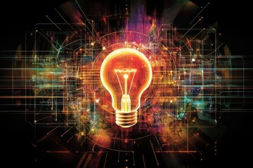 Creative light bulb design with digital elements
