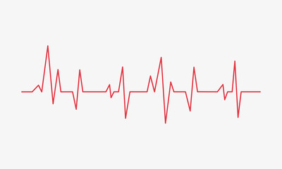 Cardiogram red line. Heartbeat infographic. Vector illustration 