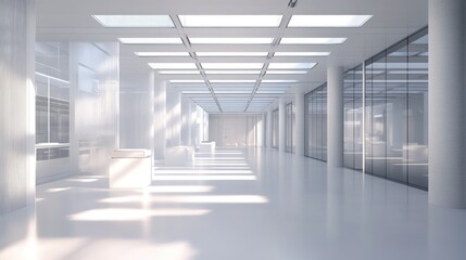 Fototapeta premium Industry 5.0 scenario: a quiet factory floor, minimal noise, advanced vibration dampening, harmonious environment for workers
