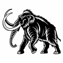 Stunning Woolly Mammoth Artwork with Isolated White Background for Wildlife and History Design