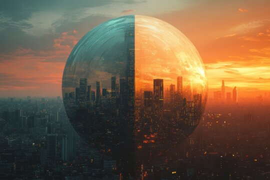 Urban Sphere Division Half Concrete Jungle Half Pollution Cityscape Environmental Contrast Visual Storytelling
