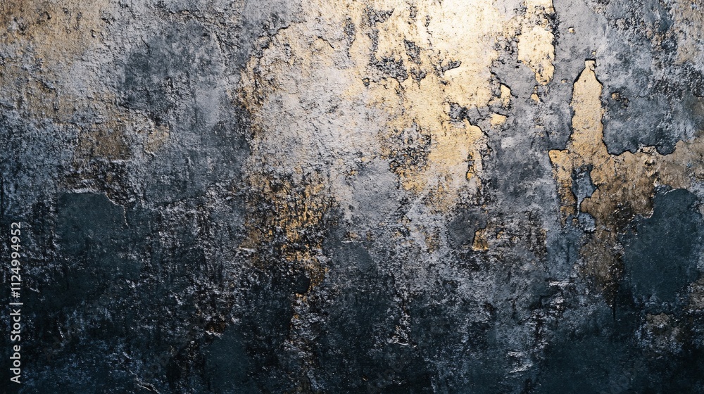 Aufkleber dark concrete wall showing gold leafing creating abstract shapes