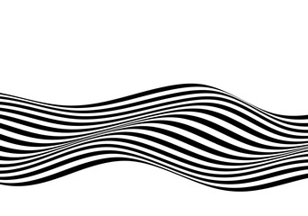Flowing abstract black and white striped wave flow, PNG wave.