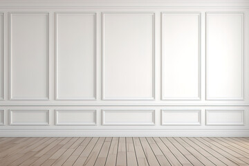 Fantastic Empty Room with White Wall and Brown Floor