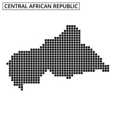 Outline of Central African Republic with dotted pattern showcasing the nation's borders
