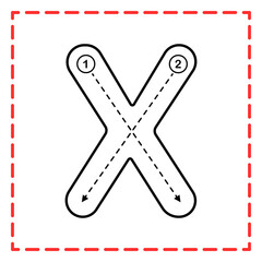 tracing capital alfabet x illustration © Rahmatullah